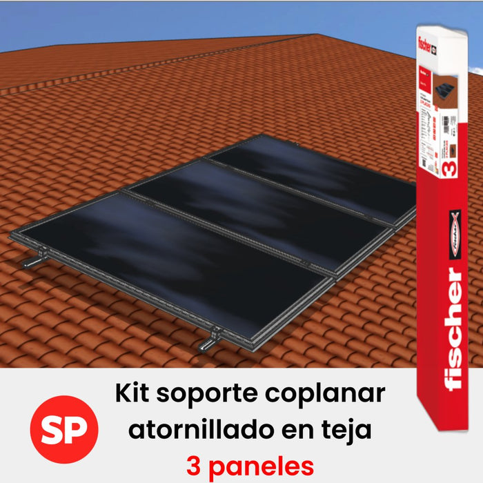 Kit soportación fischer 3 paneles en  coplanar atornillado para cubierta de teja