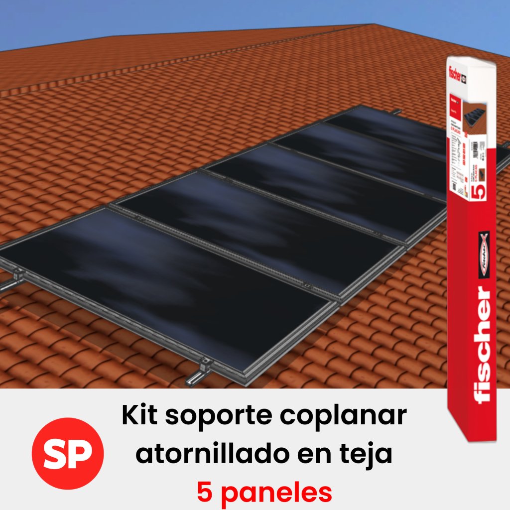 Kit soportación fischer 5 paneles en coplanar atornillado para cubierta de teja