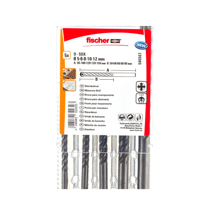 Estuche Broca Quatrium D-SDX de fischer | Precisión y Durabilidad en Perforaciones de Mampostería