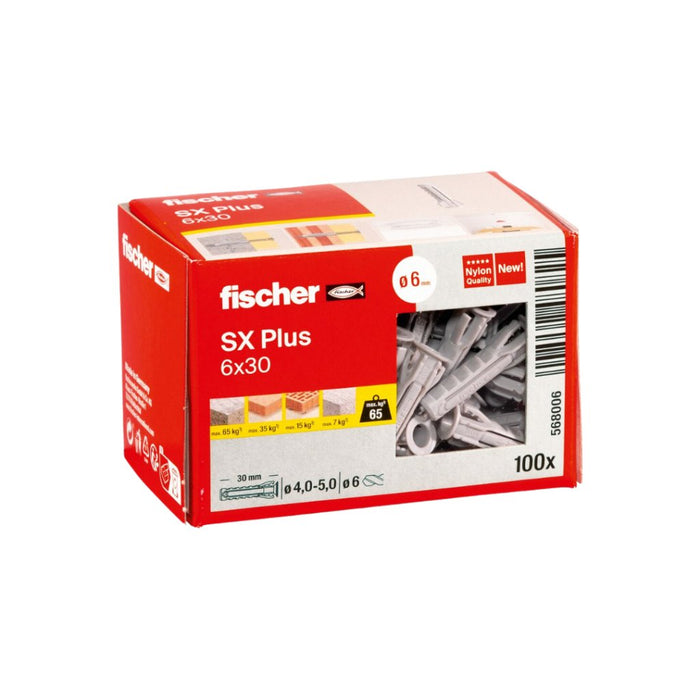 Taco SX Plus 6x30 fischer (sin tornillo) | Expansión Óptima y Sujeción Segura