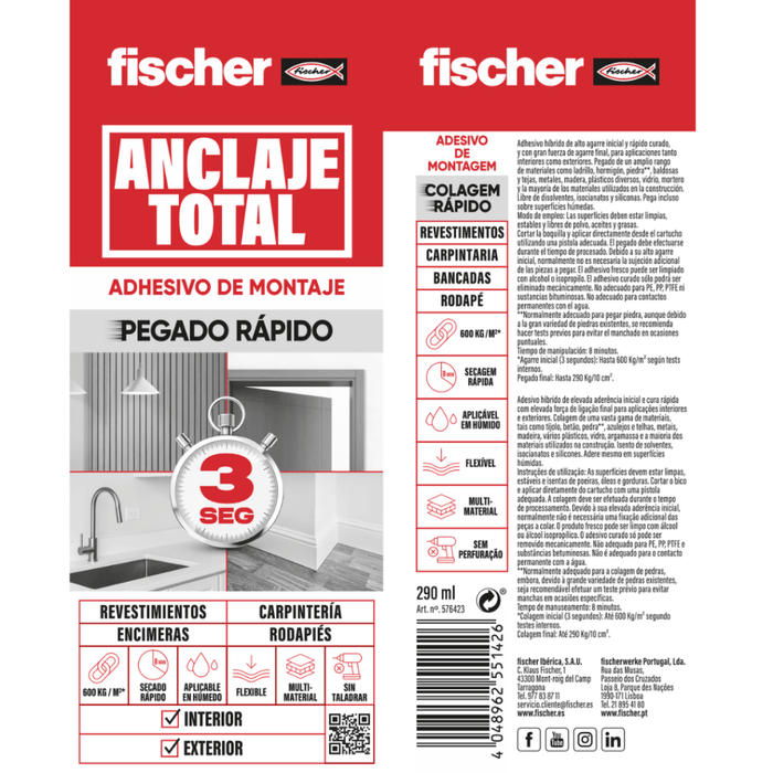 Adhesivo de montaje: Anclaje Total