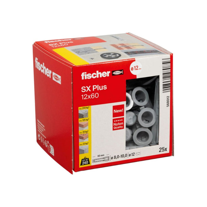 Taco SX Plus 12x60 fischer (sin tornillo) | Expansión Óptima y Sujeción Segura