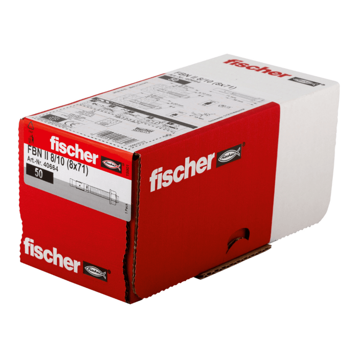 Anclaje perno FBN II M8 fischer para fijaciones en hormigón – 50 uds