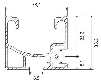 Perfil Solar Fish H33 (antes Solar-light) 4,85m AL, aluminio