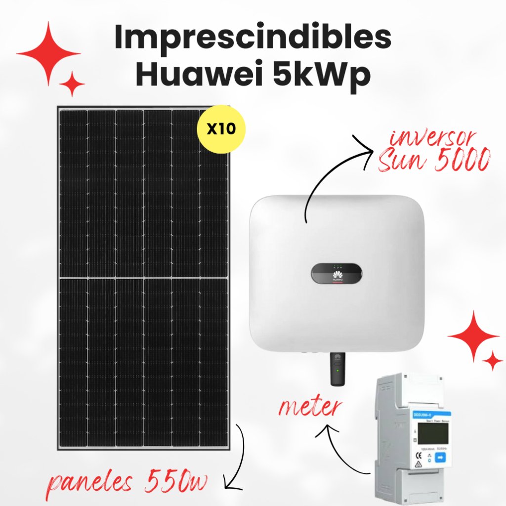 Kit Ahorro: elementos esenciales para instalación autoconsumo 5kWp Huawei