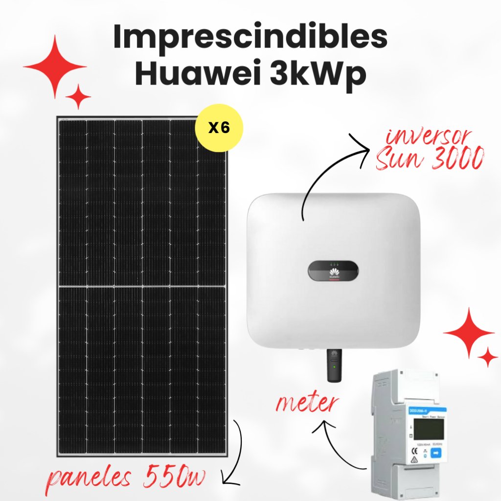 Kit Ahorro: elementos esenciales para instalación autoconsumo  3kWp Huawei