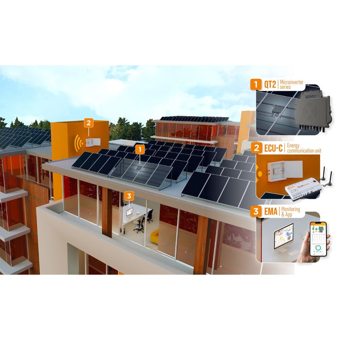 Microinversor trifásico APSystems QT2 de 2000 VA | 400v | 20A | 4 Paneles Solares < 670W